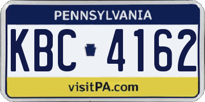 PA license plate KBC4162