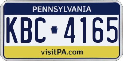 PA license plate KBC4165
