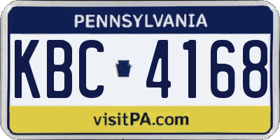 PA license plate KBC4168