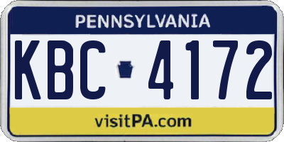 PA license plate KBC4172