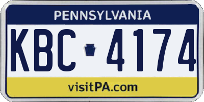 PA license plate KBC4174