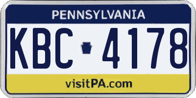 PA license plate KBC4178