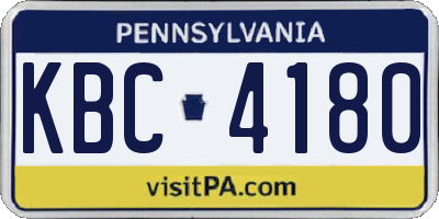PA license plate KBC4180