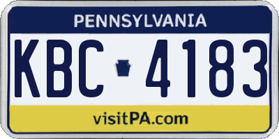 PA license plate KBC4183