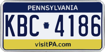 PA license plate KBC4186