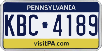 PA license plate KBC4189