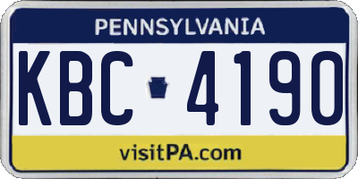 PA license plate KBC4190