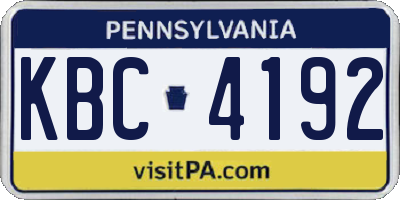 PA license plate KBC4192