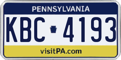 PA license plate KBC4193