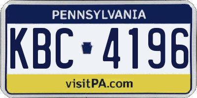 PA license plate KBC4196