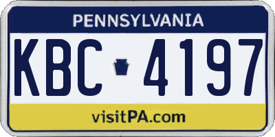 PA license plate KBC4197