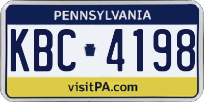 PA license plate KBC4198