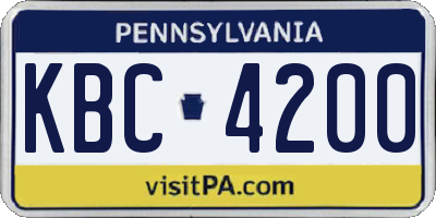 PA license plate KBC4200