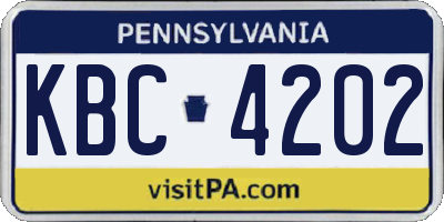 PA license plate KBC4202
