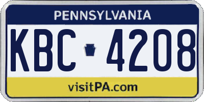 PA license plate KBC4208