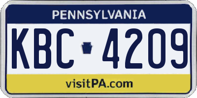 PA license plate KBC4209