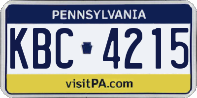 PA license plate KBC4215