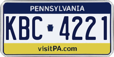 PA license plate KBC4221
