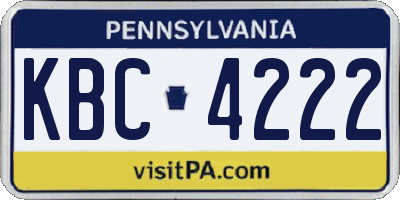 PA license plate KBC4222