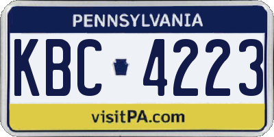 PA license plate KBC4223