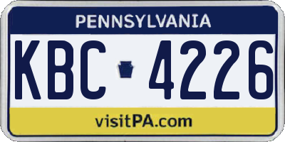 PA license plate KBC4226