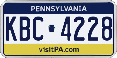 PA license plate KBC4228