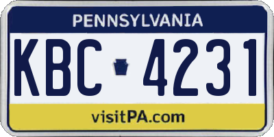 PA license plate KBC4231