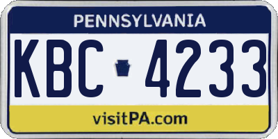 PA license plate KBC4233