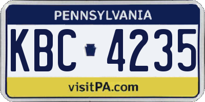 PA license plate KBC4235