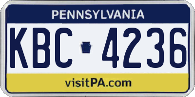 PA license plate KBC4236
