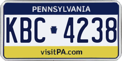 PA license plate KBC4238