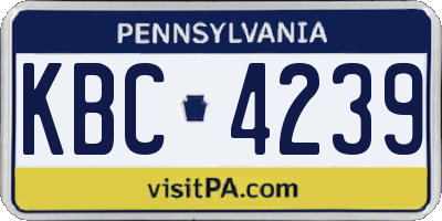 PA license plate KBC4239