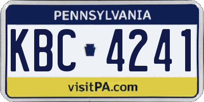 PA license plate KBC4241