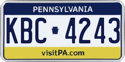 PA license plate KBC4243