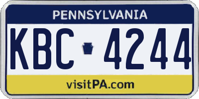 PA license plate KBC4244