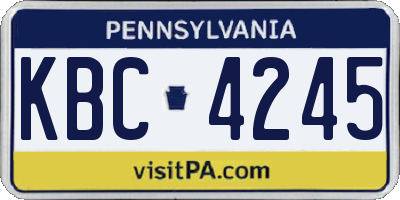 PA license plate KBC4245