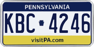 PA license plate KBC4246