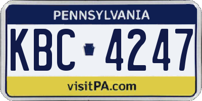 PA license plate KBC4247