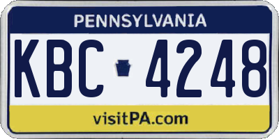 PA license plate KBC4248