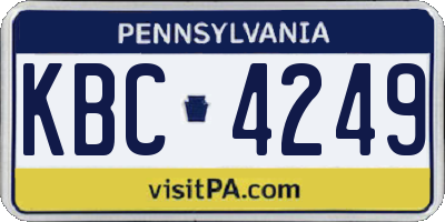 PA license plate KBC4249
