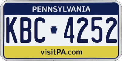 PA license plate KBC4252