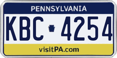 PA license plate KBC4254