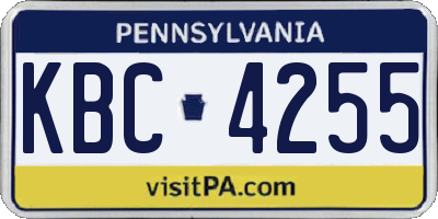 PA license plate KBC4255