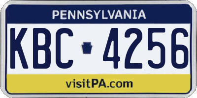 PA license plate KBC4256