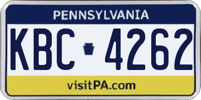 PA license plate KBC4262