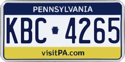 PA license plate KBC4265