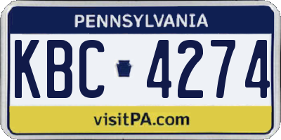PA license plate KBC4274