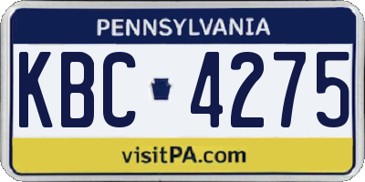 PA license plate KBC4275