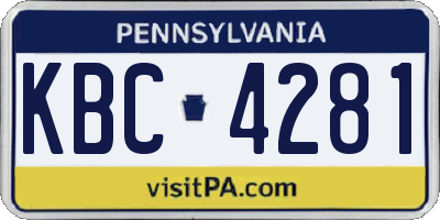 PA license plate KBC4281