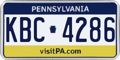 PA license plate KBC4286